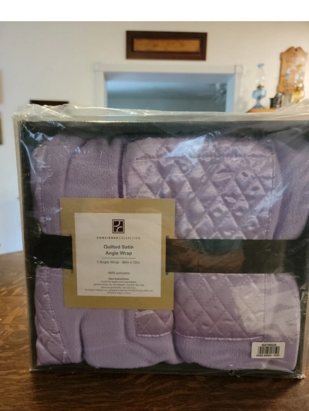 Quilted Satin Angle Wrap by Concierge Collection *Brand New! * 58" x 72 Lavender